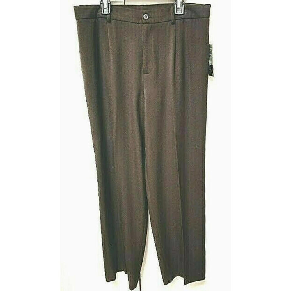 Rafaella Gabardine Brown Curvy Fit Wide Leg Dress Pant Trouser Womens Sz 10 NEW